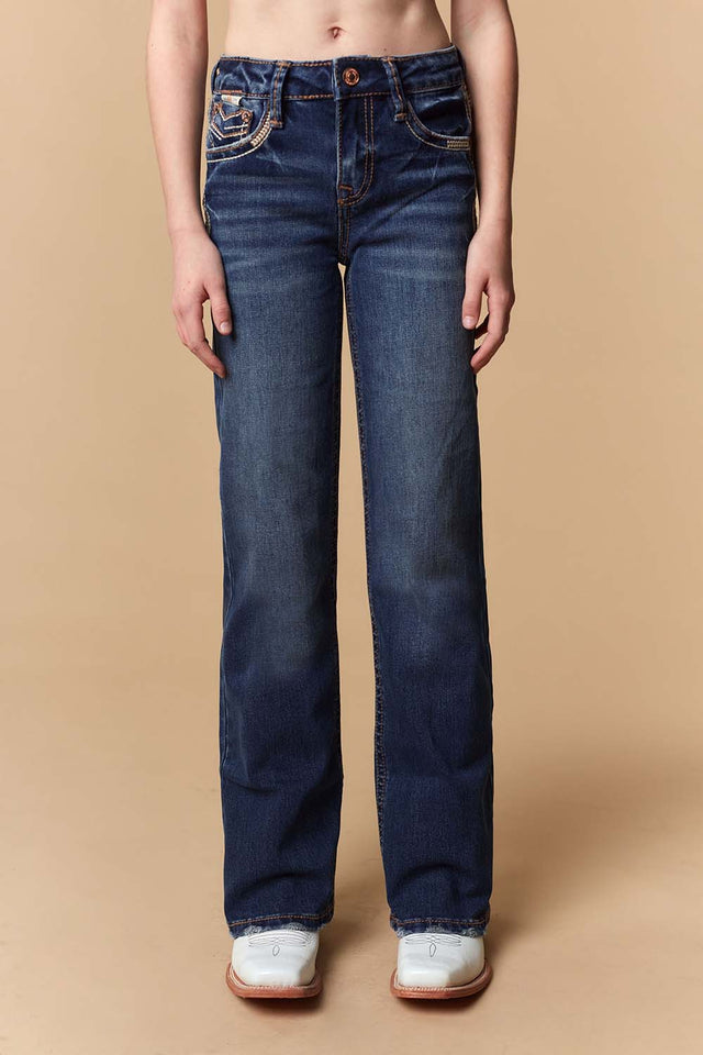 Girl's Lite Embroidery Wide Leg Jeans