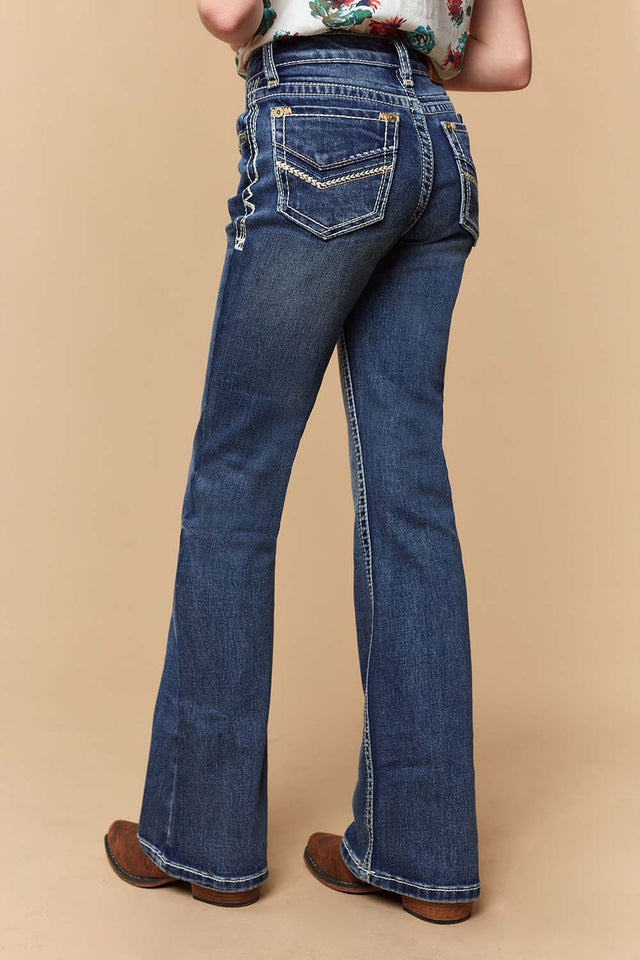 Girl's Lite Embroidery Bootcut Jeans