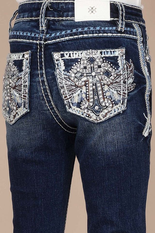 Girl's Embroidered Bootcut Jeans