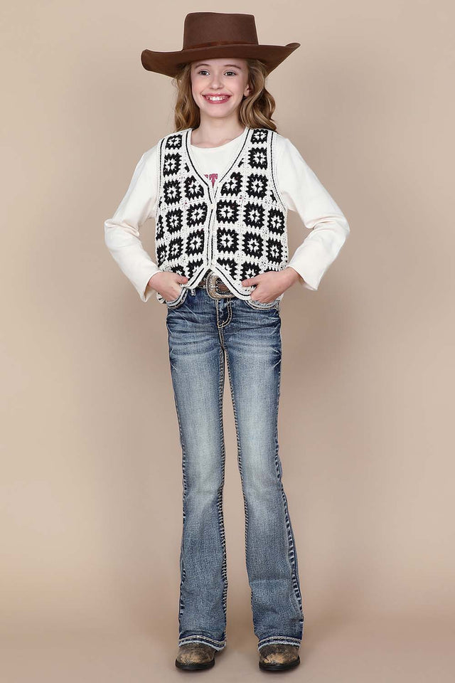 Girl's Embroidered Bootcut Jeans