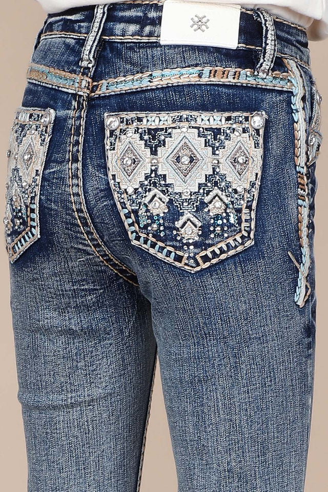 Girl's Embroidered Bootcut Jeans