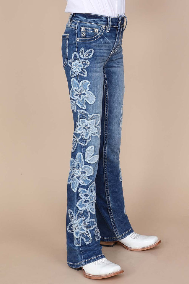 Girl's Embroidered Bootcut Jeans