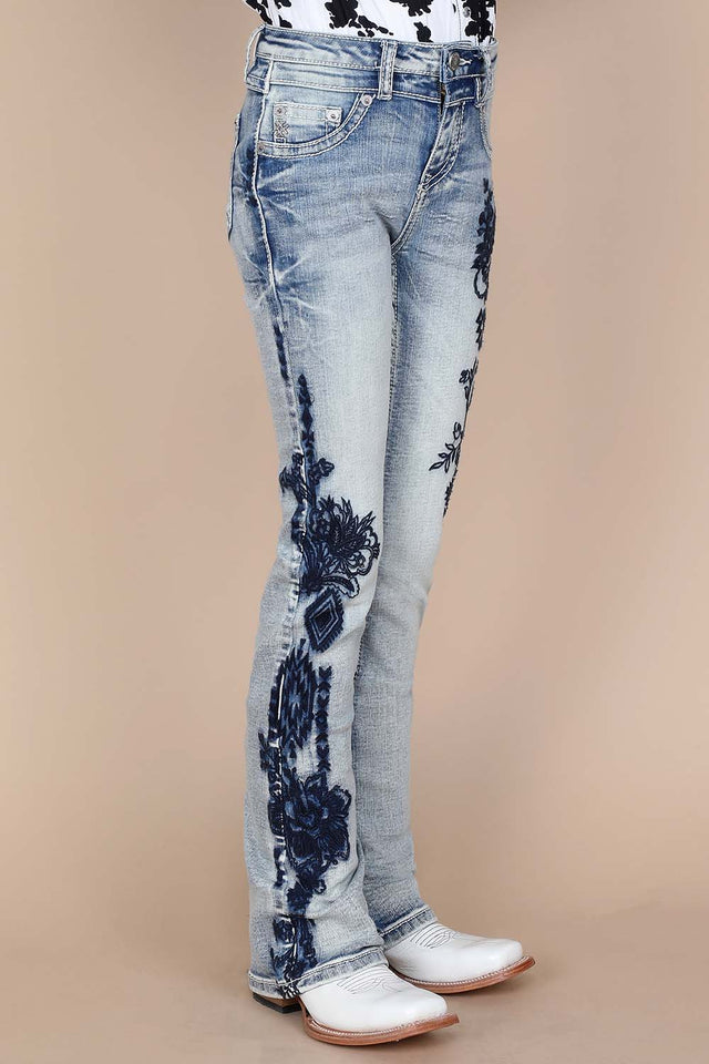 Girl's Embroidered Bootcut Jeans