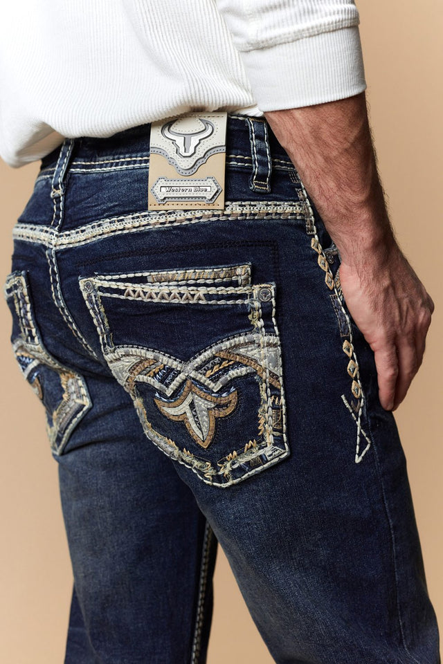 Men's Classic Embroidered Straight Jeans