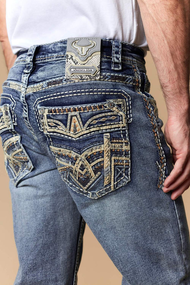 Men's Classic Embroidered Straight Jeans