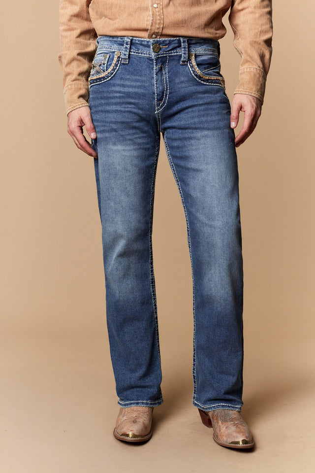 Men's Classic Embroidered Straight Jeans