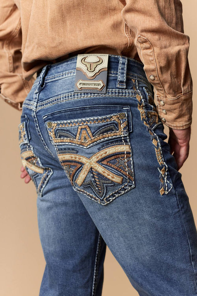 Men's Classic Embroidered Straight Jeans