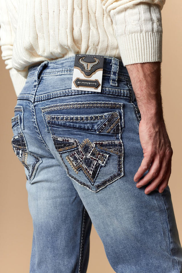 Men's Classic Embroidered Straight Jeans