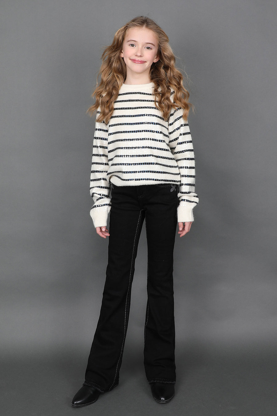 Girl's Embroidered Bootcut Jeans
