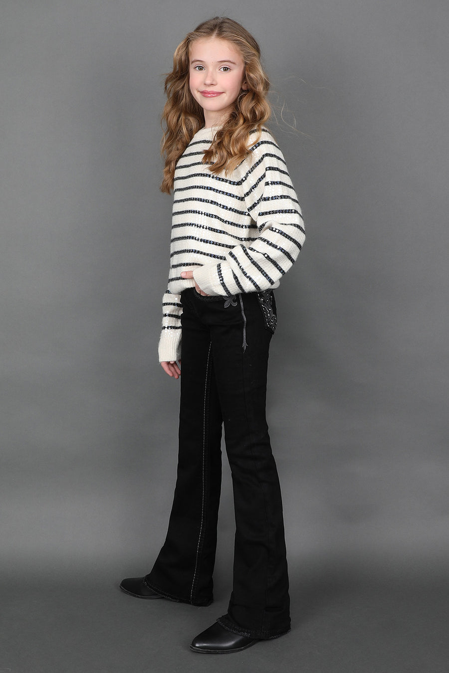 Girl's Embroidered Bootcut Jeans