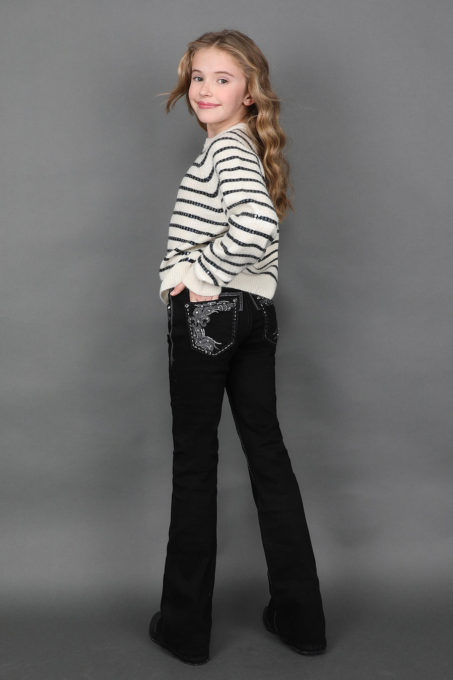 Girl's Embroidered Bootcut Jeans
