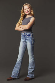 Girl's Embroidery Bootcut Jeans