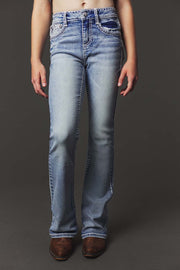 Girl's Embroidery Bootcut Jeans
