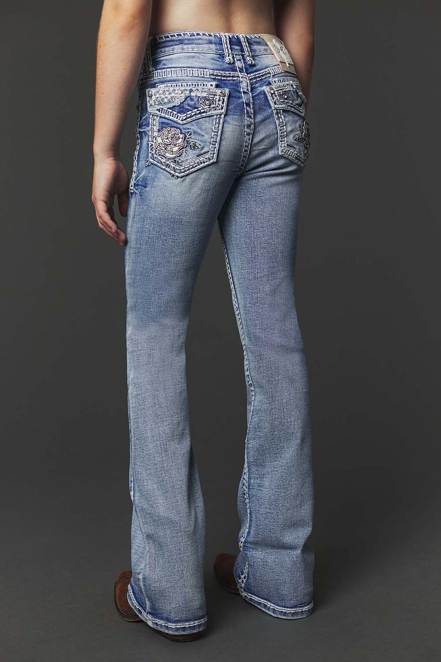 Girl's Embroidery Bootcut Jeans