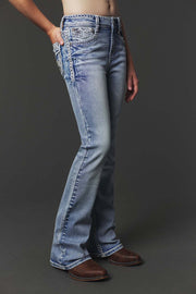 Girl's Embroidery Bootcut Jeans