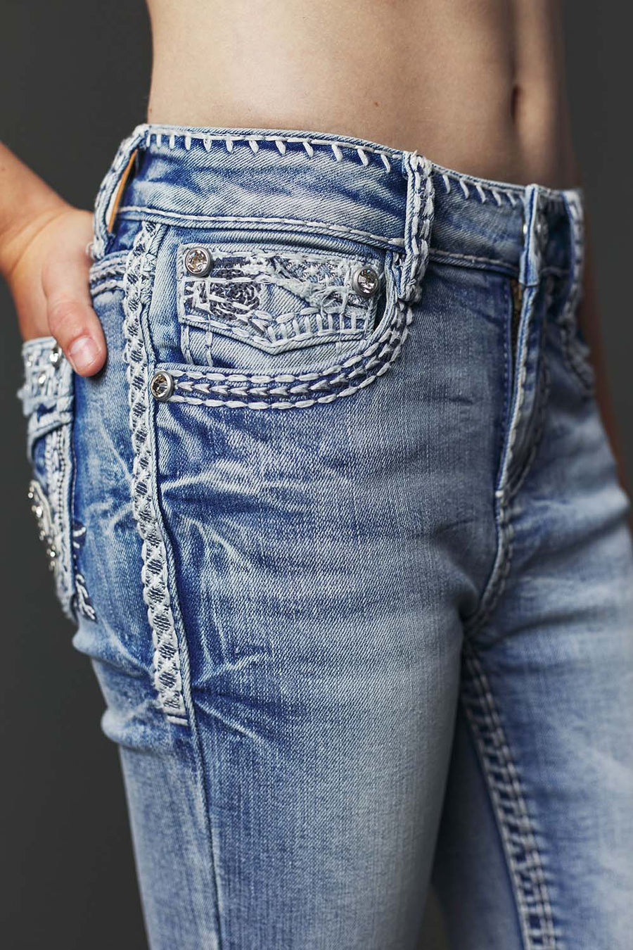 Girl's Embroidery Bootcut Jeans