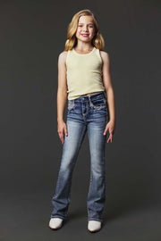 Girl's Embroidery Bootcut Jeans