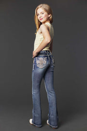Girl's Embroidery Bootcut Jeans