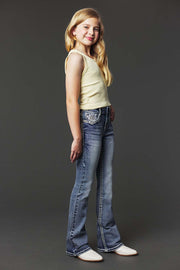Girl's Embroidery Bootcut Jeans