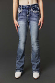 Girl's Embroidery Bootcut Jeans