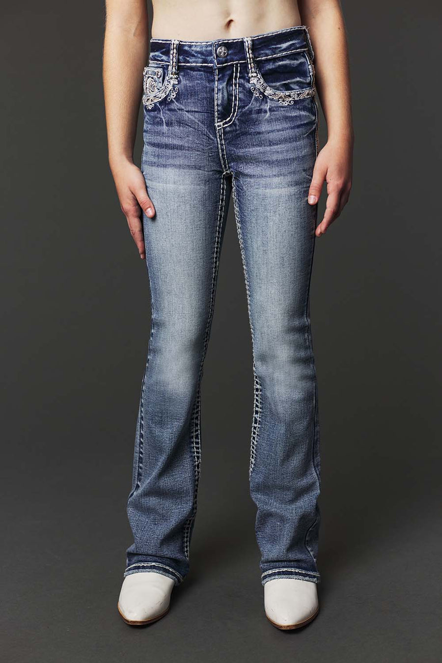 Girl's Embroidery Bootcut Jeans