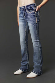 Girl's Embroidery Bootcut Jeans