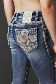 Girl's Embroidery Bootcut Jeans