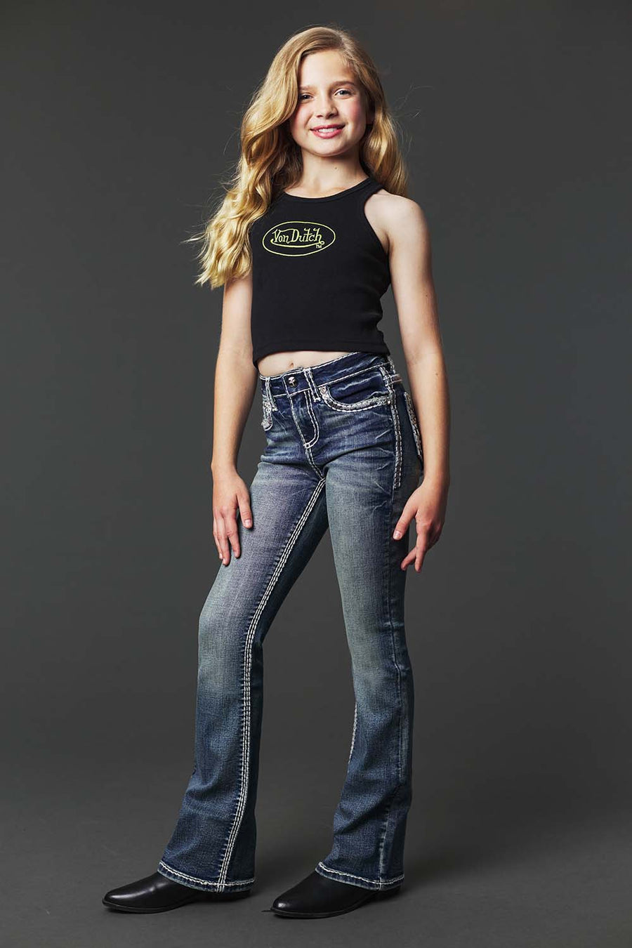 Girl's Embroidery Bootcut Jeans