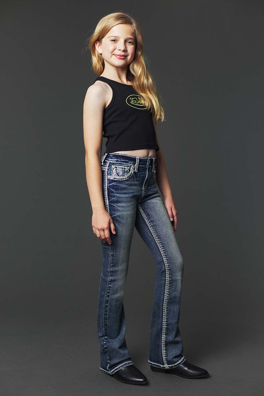 Girl's Embroidery Bootcut Jeans
