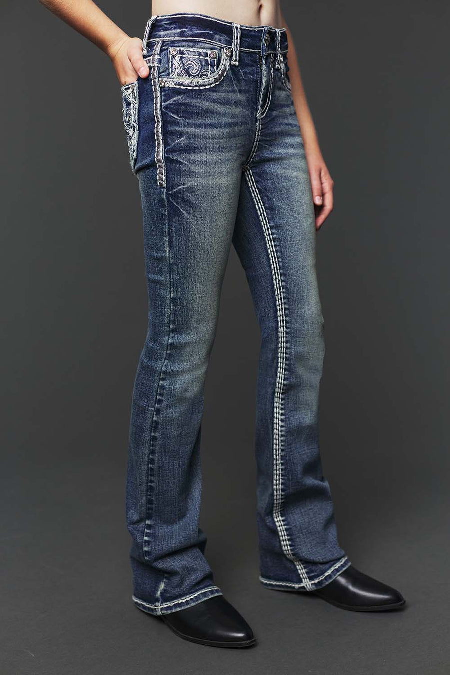 Girl's Embroidery Bootcut Jeans