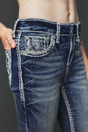 Girl's Embroidery Bootcut Jeans