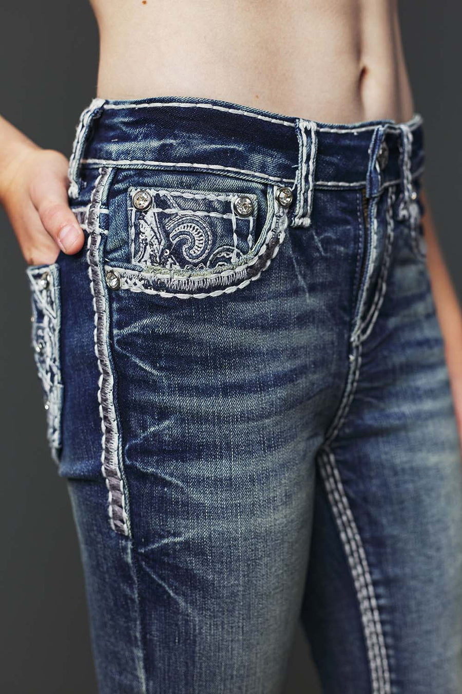 Girl's Embroidery Bootcut Jeans