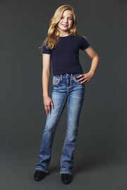 Girl's Embroidery Bootcut Jeans