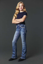 Girl's Embroidery Bootcut Jeans