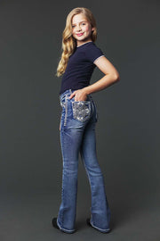 Girl's Embroidery Bootcut Jeans