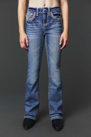 Girl's Embroidery Bootcut Jeans