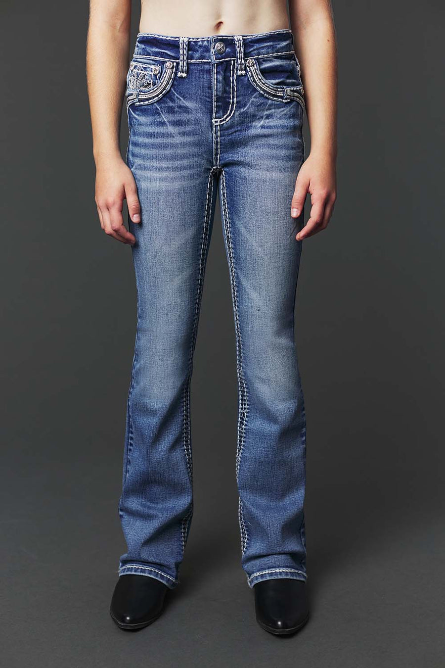 Girl's Embroidery Bootcut Jeans