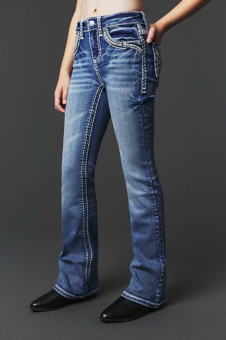 Girl's Embroidery Bootcut Jeans