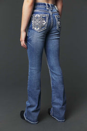 Girl's Embroidery Bootcut Jeans