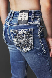 Girl's Embroidery Bootcut Jeans