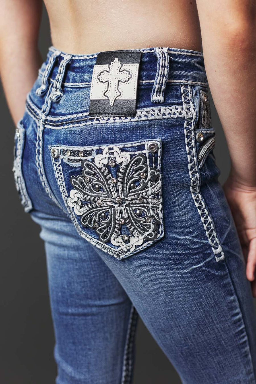 Girl's Embroidery Bootcut Jeans