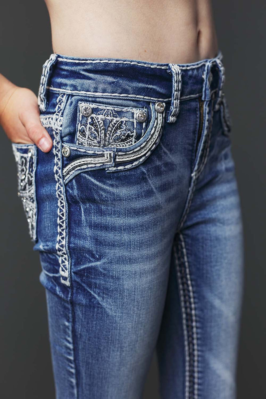 Girl's Embroidery Bootcut Jeans
