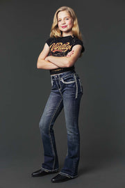 Girl's Embroidery Bootcut Jeans