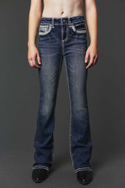 Girl's Embroidery Bootcut Jeans