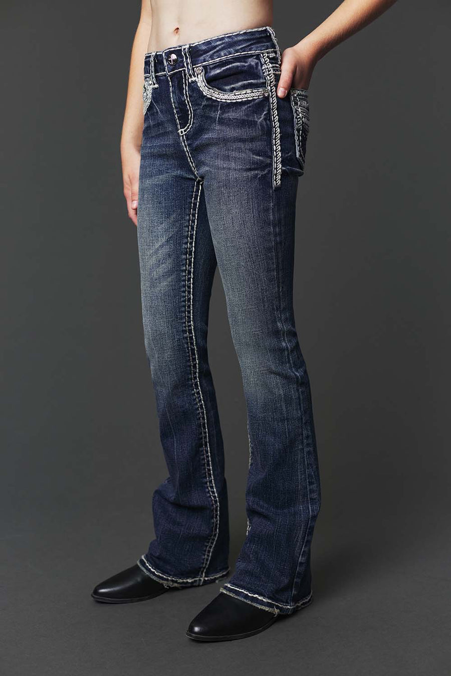 Girl's Embroidery Bootcut Jeans