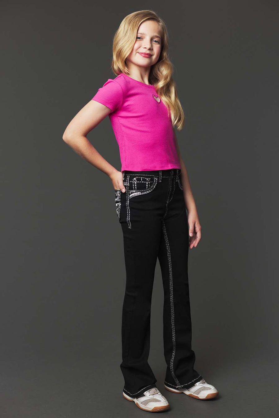 Girl's Embroidery Bootcut Jeans