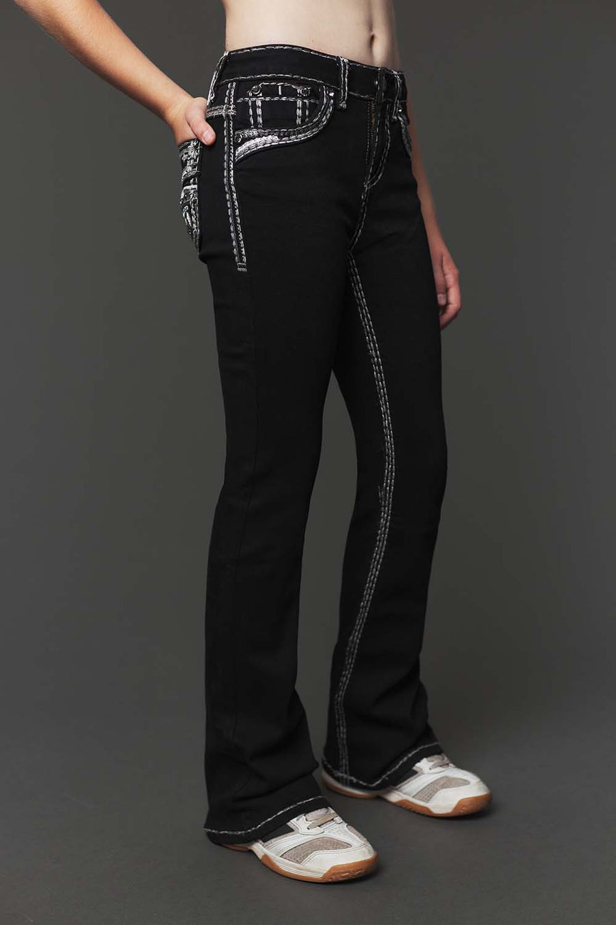 Girl's Embroidery Bootcut Jeans