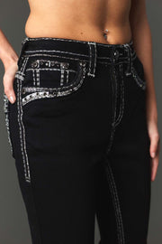 Women's  High Street Embroidered Wide Leg Jeans