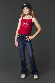 Girl's Embroidery Bootcut Jeans