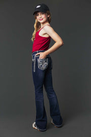 Girl's Embroidery Bootcut Jeans